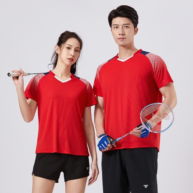 Men and women casual sports suit short-sleeved T-shirt badminton tennis table tennis couple quick-drying - Image 3