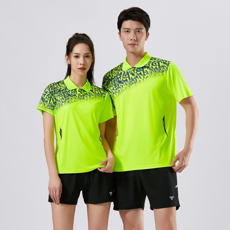 Summer badminton jerseys for men and women quick-drying lapel jerseys for couples short-sleeved sports T-shirts table tennis tennis single clothes - Image 2