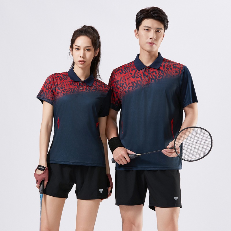Summer badminton jerseys for men and women quick-drying lapel jerseys for couples short-sleeved sports T-shirts table tennis tennis single clothes