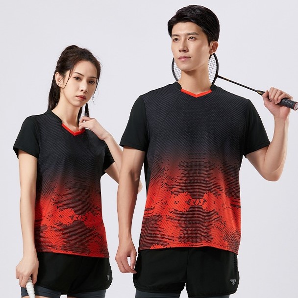 Summer men and women casual sports short-sleeved T-shirts adult badminton tennis table tennis tops couple quick-drying - Image 3