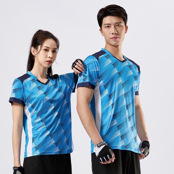 Summer men and women casual sports short-sleeved T-shirts adult badminton tennis table tennis tops couples