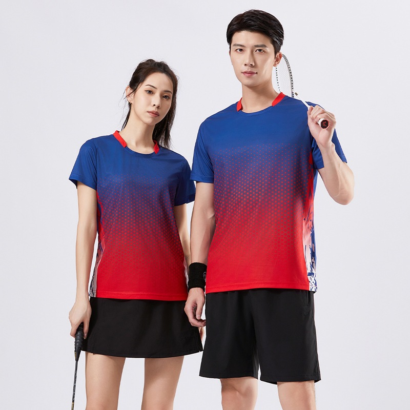 Summer couple badminton wear short-sleeved T-shirt men and women table tennis volleyball tennis sportswear - Image 2