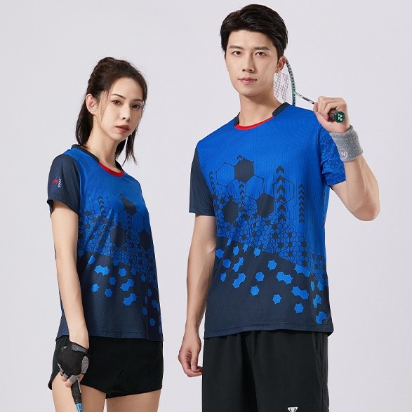 Summer couple badminton wear short-sleeved T-shirt men and women table tennis volleyball tennis sportswear - Image 2